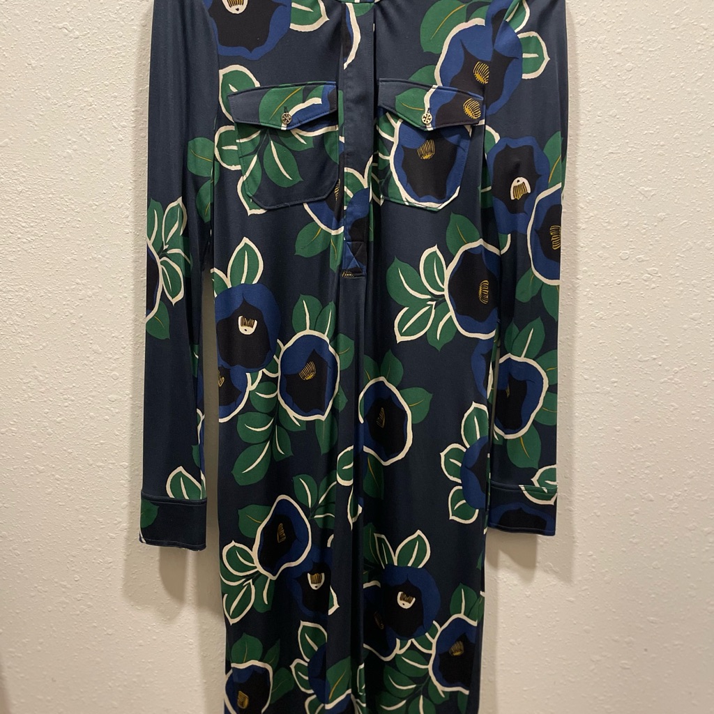 Tory Burch Blue And Green Floral Dress